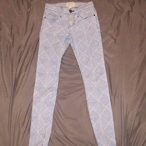 Current/Elliot Blue and White Skinny Jeans